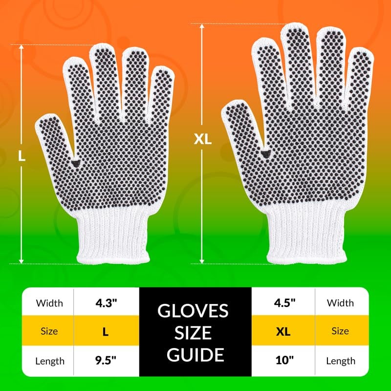 ABC PACK & SUPPLY PVC Dotted Working Gloves, 10 Inches. Pack of 24 Polyester Cotton Gloves with Grip Dots on Palm Sides. 12 Pairs of Breathable Womens & Mens Work Glove with Elastic Wrists - Image 5